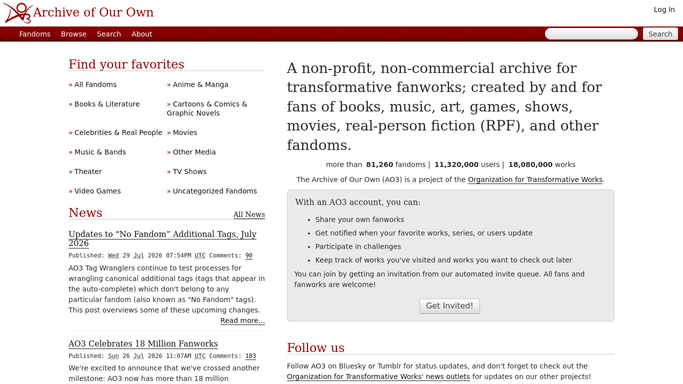 WebRun in Archive of Our Own: read new comments and kudos