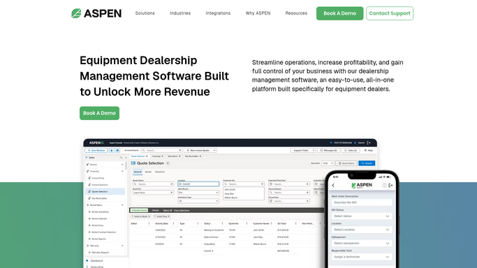 WebRun in ASPEN (Charter Software): pull service history and hours for the trade-in unit