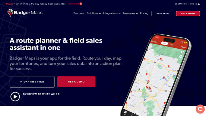 WebRun in Badger Maps: build today's route and stop list