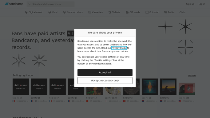 WebRun in Bandcamp: read yesterday's orders
