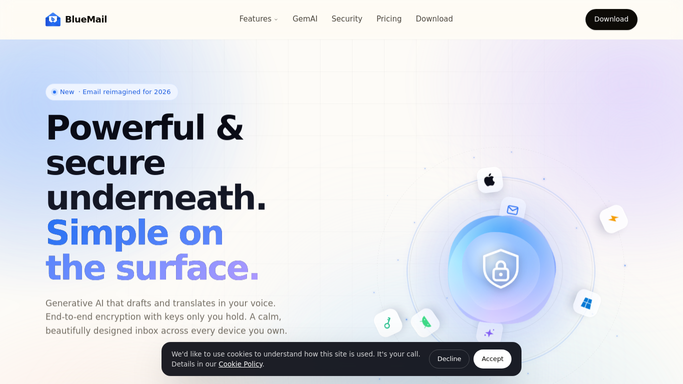 WebRun in BlueMail: find today's attachments