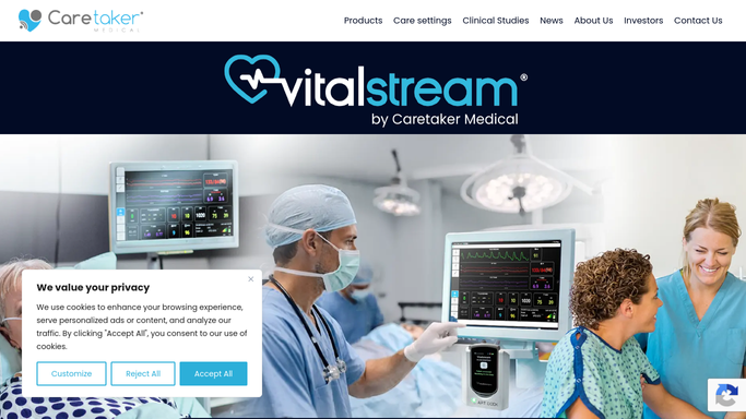 WebRun in CareTaker Medical: check the live vitals feed