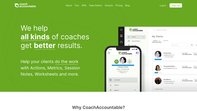 WebRun in CoachAccountable: review active client action items