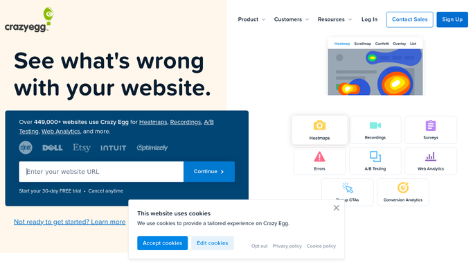 WebRun in Crazy Egg: check which pages are collecting