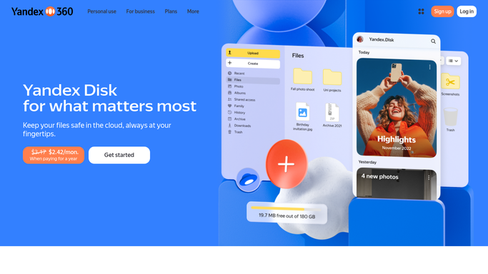 WebRun in Yandex Disk: check tonight's arrivals