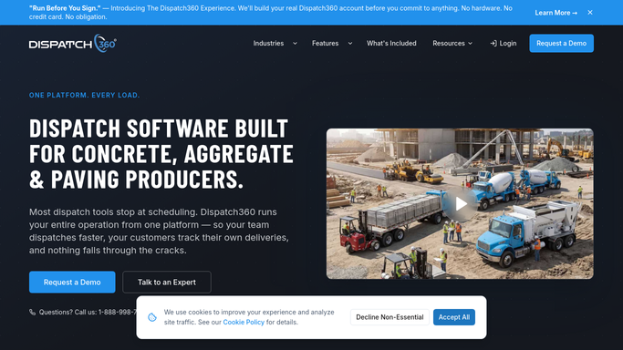 WebRun in Dispatch360: spot delayed pours and idle trucks