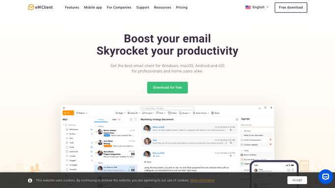 WebRun in eM Client: read today's events and tasks
