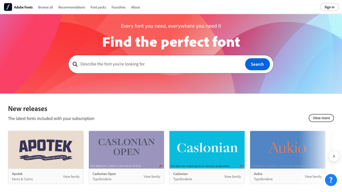 WebRun in Adobe Fonts: list active families and web projects