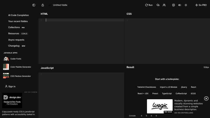 WebRun in JSFiddle: read your saved fiddles