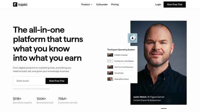 WebRun in Kajabi: check product, offer and checkout