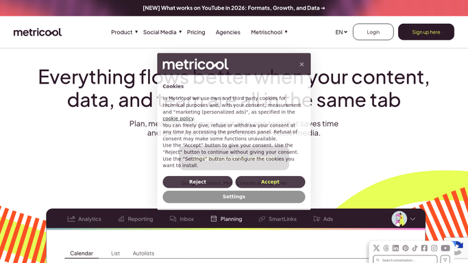WebRun in Metricool: check this week's cross-network performance
