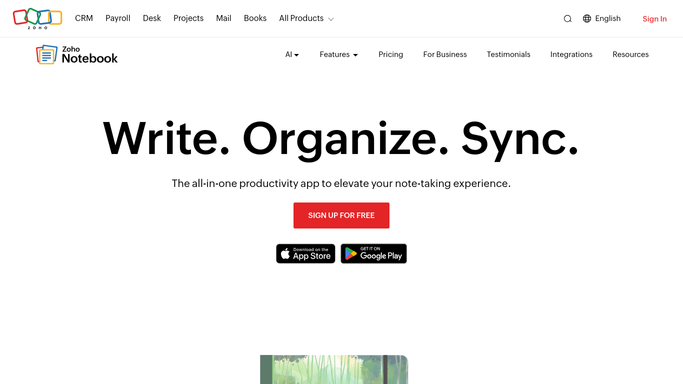 WebRun in Zoho Notebook: read today's notes