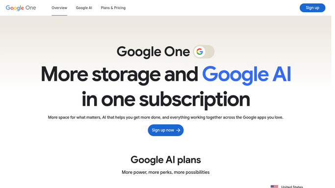 WebRun in Google One: read plan, price, and usage