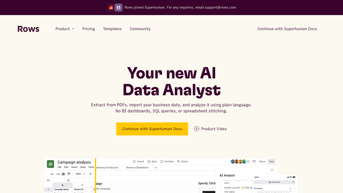 WebRun in Rows: read key metrics