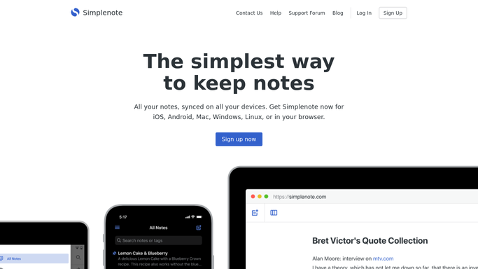 WebRun in Simplenote: find notes tagged for work