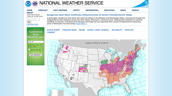 WebRun in National Weather Service: watch conditions against your trigger depth