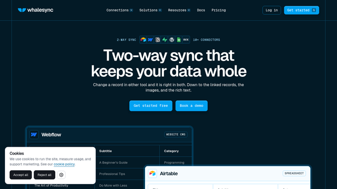 WebRun in Whalesync: check sync connections for errors