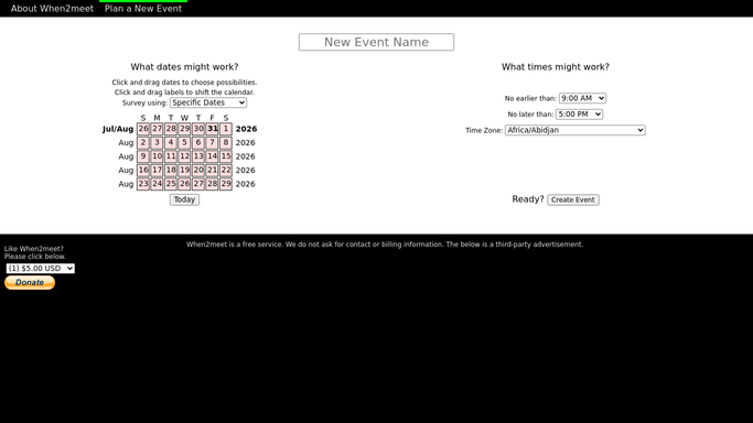 WebRun in When2meet: read the availability grid